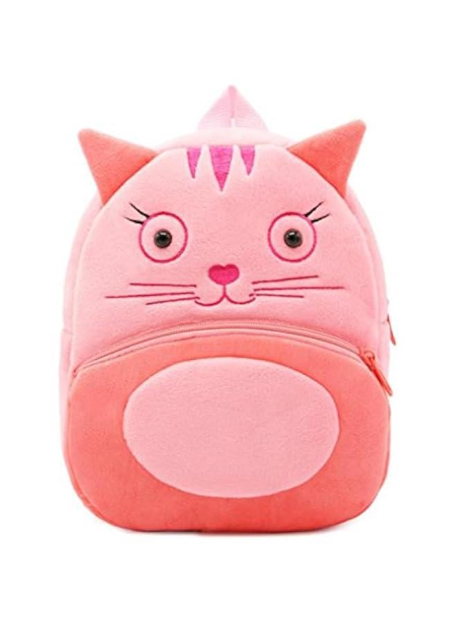 NICE CHOICE Cute Toddler Backpack Toddler Bag Plush Animal Cartoon Mini Travel Bag for Baby Girl Boy 2-6 Years(Cat) - Image 1